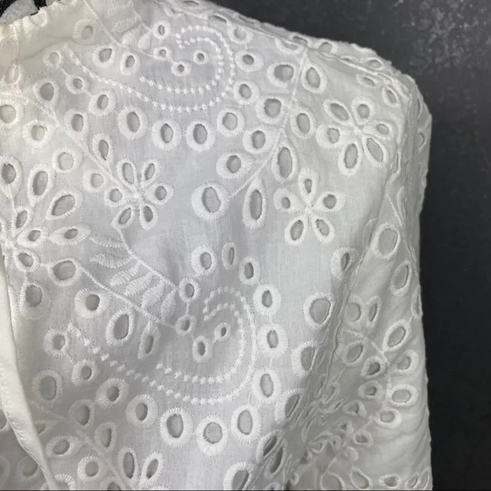 KENDALL + KYLIE White Broderie Anglaise Eyelet Bomber Jacket Size XS NWT